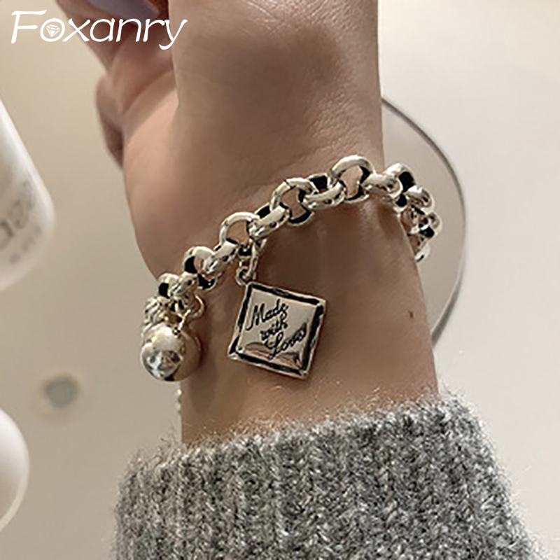 Vintage Fashion Tags - FOXANRY letra inglesa etiqueta Punk Brcacelet