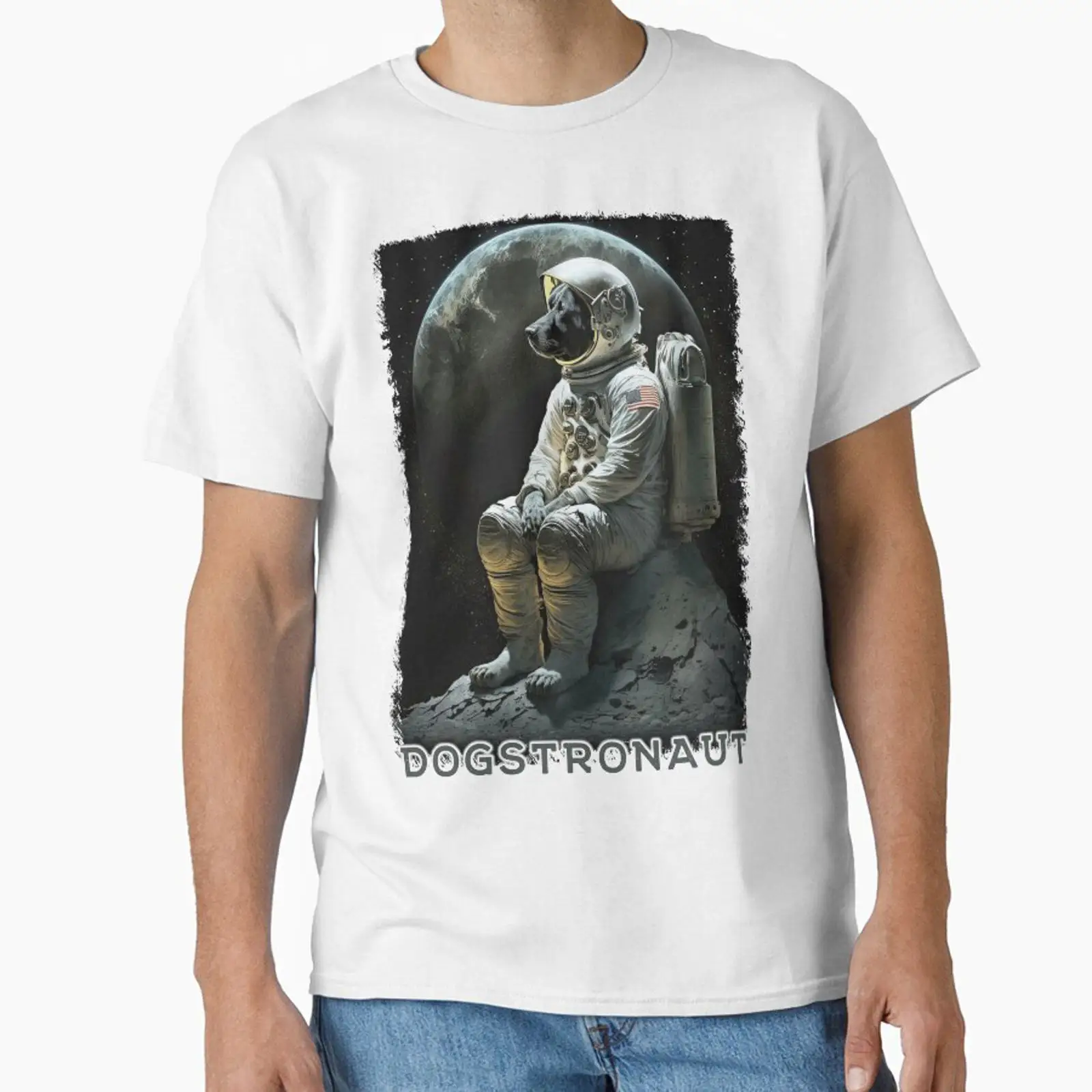Quirky Vintage Fashion - Camiseta clásica con diseño de astronauta