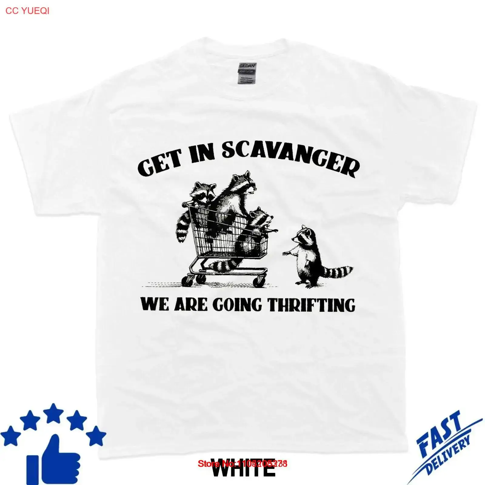 Thrift Vintage Fashion Usa - Camiseta de mapache sarcástico Get In