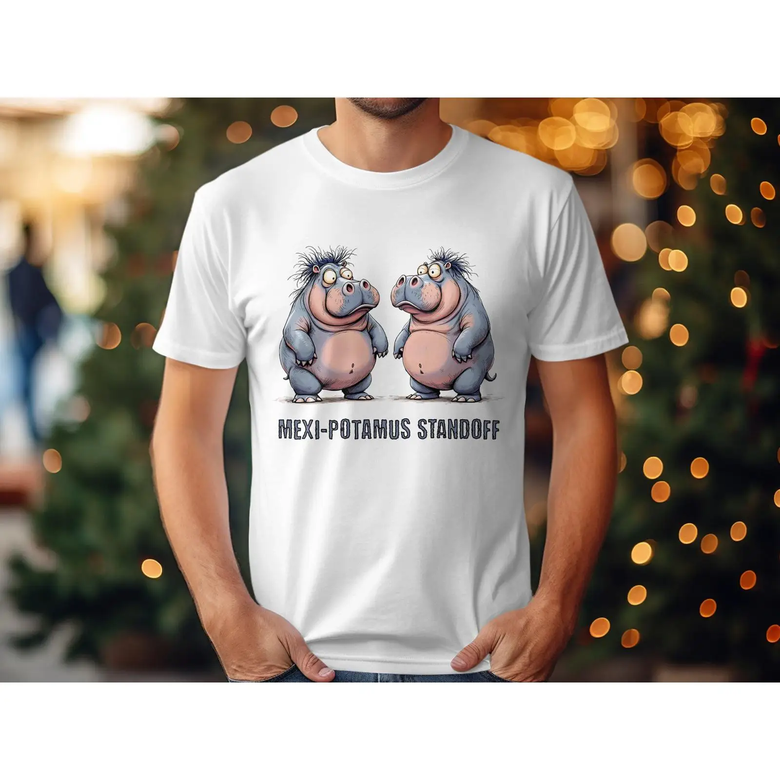Quirky Vintage Fashion - Camiseta divertida de hipopótamo Mexi Potamus