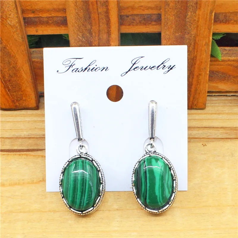 Flower Oval Malachite Dangle E - Vintage Fashion Look reseña y precio