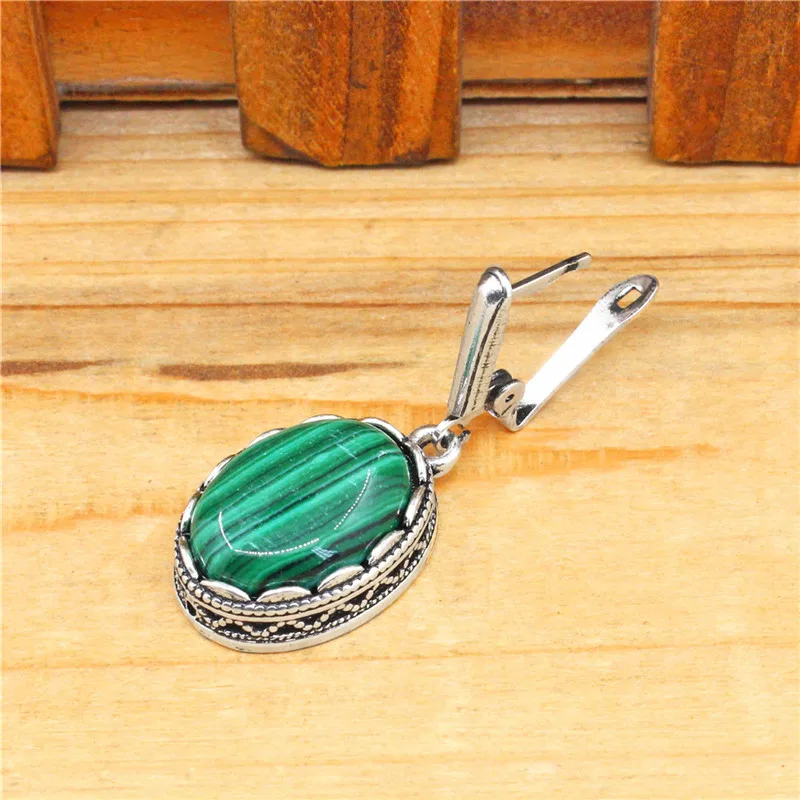 Flower Oval Malachite Dangle E - Vintage Fashion Look reseña y precio